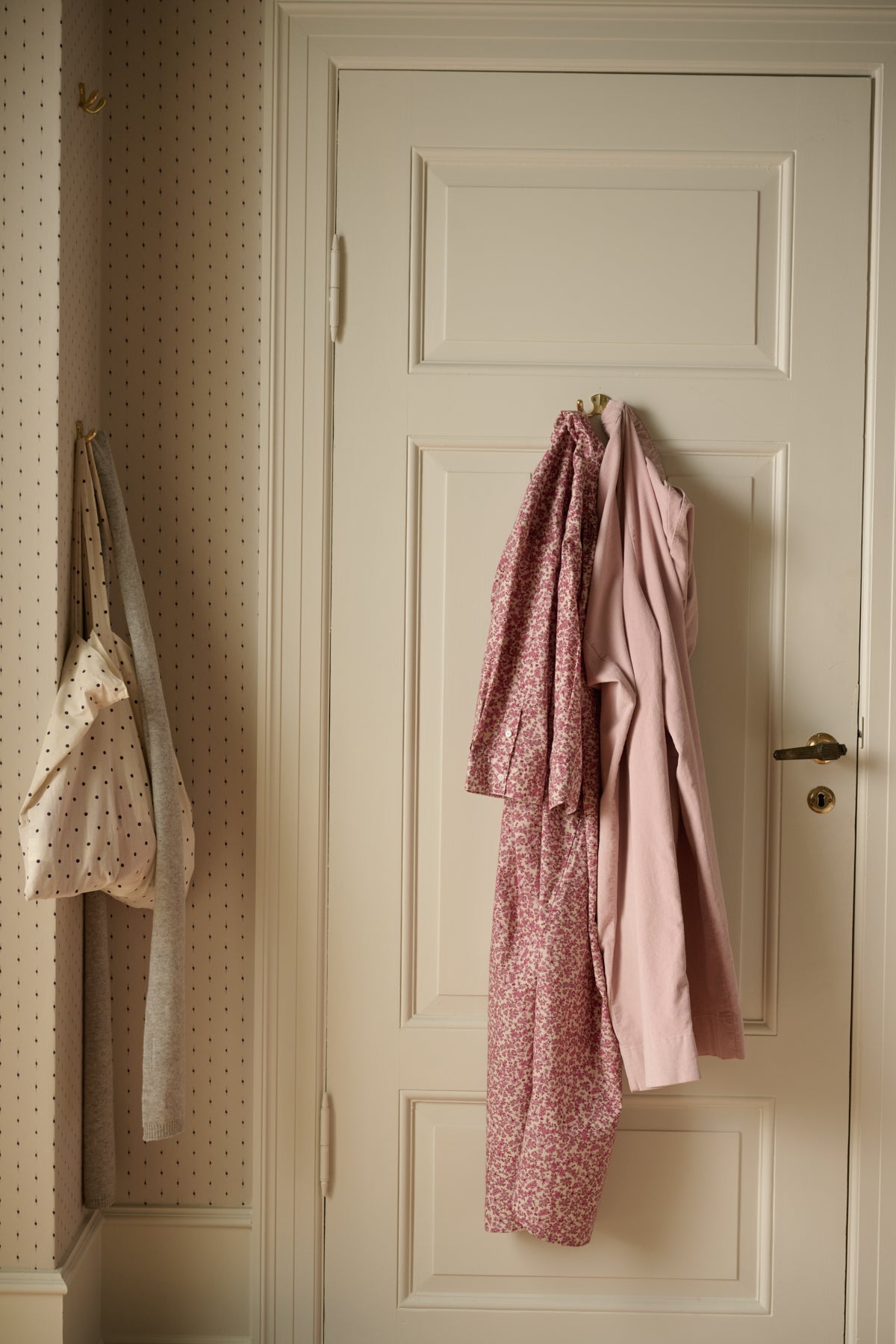 Laurella Poplin skjortekjole - Beige/Rose Flower